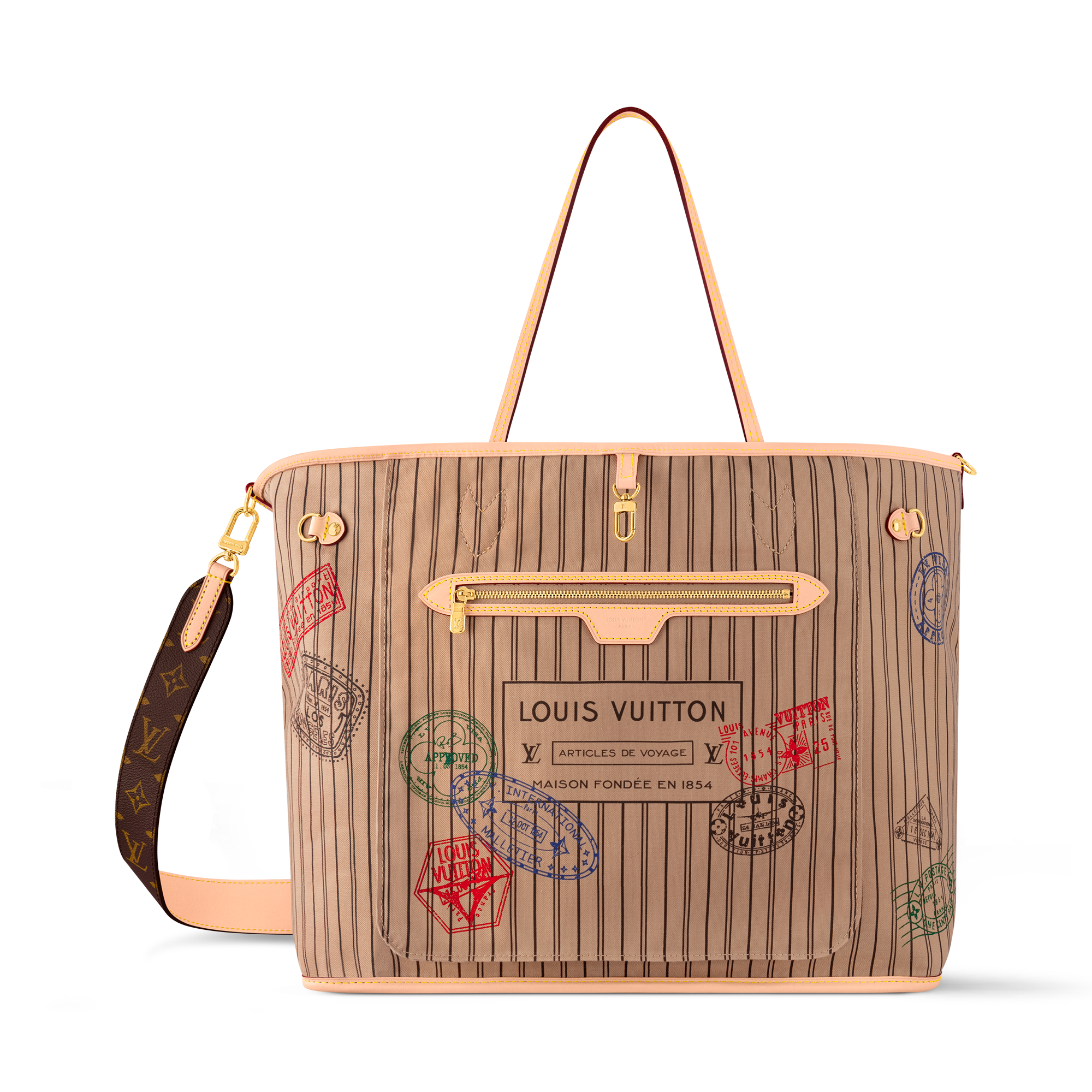 Neverfull GM Inside Out Monogram Listra Bege | LOUIS VUITTON®